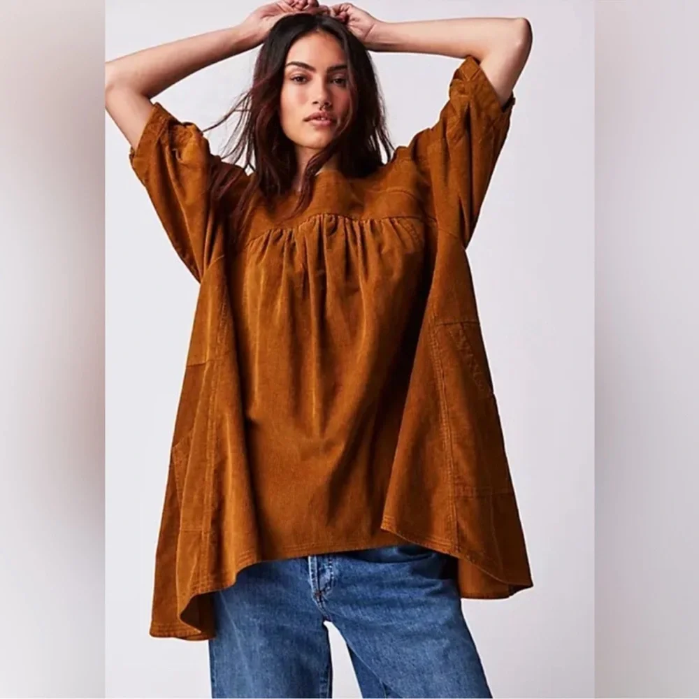 Free People M Corduroy Tunic Top - Picture 1 of 9